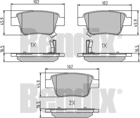 BENDIX 510458 - Тормозные колодки, дисковые, комплект unicars.by