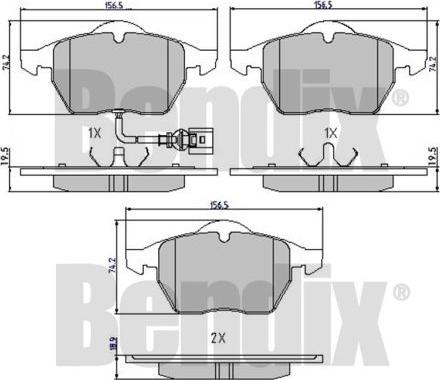 BENDIX 510402 - Тормозные колодки, дисковые, комплект unicars.by