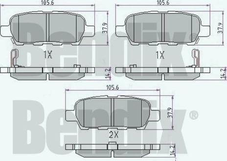 BENDIX 510416 - Тормозные колодки, дисковые, комплект unicars.by