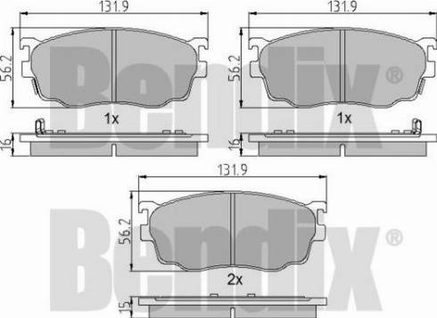 BENDIX 510417 - Тормозные колодки, дисковые, комплект unicars.by