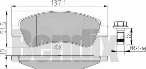 BENDIX 510430 - Тормозные колодки, дисковые, комплект unicars.by