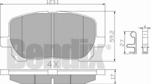 BENDIX 510424 - Тормозные колодки, дисковые, комплект unicars.by