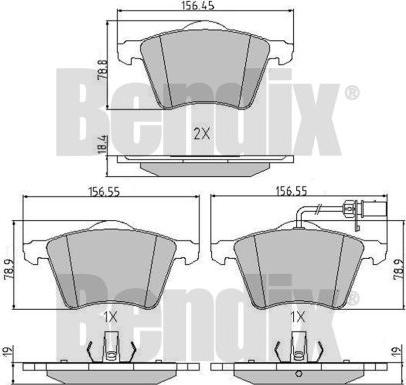 BENDIX 510475 - Тормозные колодки, дисковые, комплект unicars.by