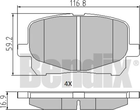 BENDIX 510476 - Тормозные колодки, дисковые, комплект unicars.by