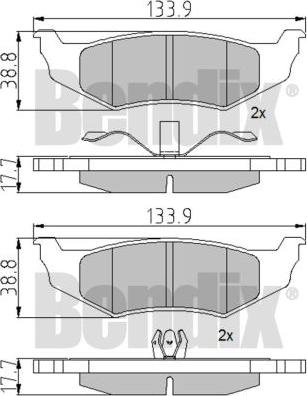 BENDIX 510473 - Тормозные колодки, дисковые, комплект unicars.by