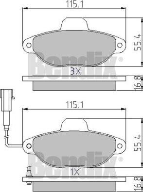 BENDIX 510594 - Тормозные колодки, дисковые, комплект unicars.by