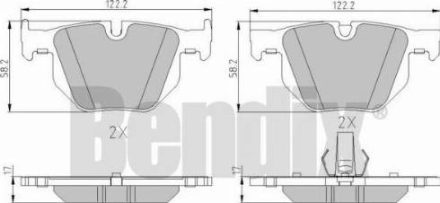 BENDIX 510596 - Тормозные колодки, дисковые, комплект unicars.by