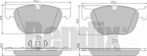 BENDIX 510597 - Тормозные колодки, дисковые, комплект unicars.by