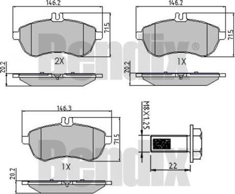 BENDIX 510546 - Тормозные колодки, дисковые, комплект unicars.by