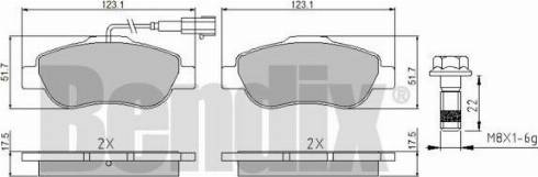 BENDIX 510559 - Тормозные колодки, дисковые, комплект unicars.by