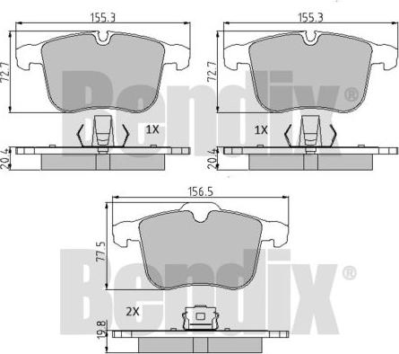 BENDIX 510553 - Тормозные колодки, дисковые, комплект unicars.by