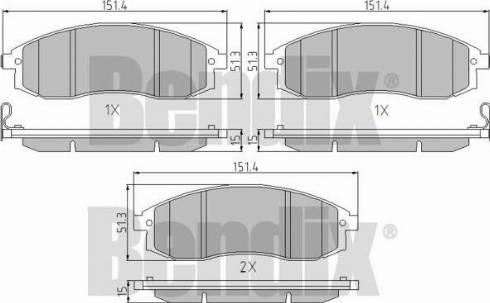 BENDIX 510552 - Тормозные колодки, дисковые, комплект unicars.by