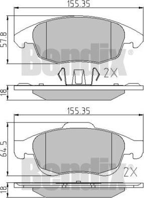 BENDIX 510565 - Тормозные колодки, дисковые, комплект unicars.by