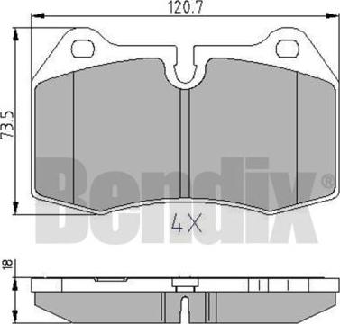 BENDIX 510501 - Тормозные колодки, дисковые, комплект unicars.by