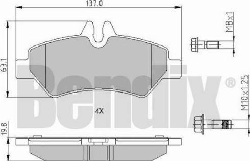 BENDIX 510518 - Тормозные колодки, дисковые, комплект unicars.by