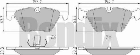 BENDIX 510512 - Тормозные колодки, дисковые, комплект unicars.by