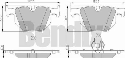 BENDIX 510586 - Тормозные колодки, дисковые, комплект unicars.by