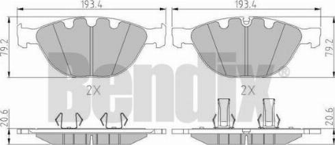 BENDIX 510588 - Тормозные колодки, дисковые, комплект unicars.by