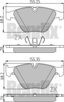 BENDIX 510587 - Тормозные колодки, дисковые, комплект unicars.by