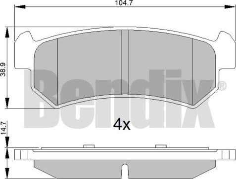 BENDIX 510524 - Тормозные колодки, дисковые, комплект unicars.by