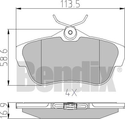 BENDIX 510572 - Тормозные колодки, дисковые, комплект unicars.by