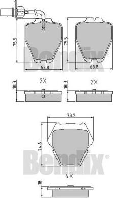 BENDIX 510577 - Тормозные колодки, дисковые, комплект unicars.by