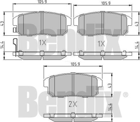 BENDIX 510652 - Тормозные колодки, дисковые, комплект unicars.by