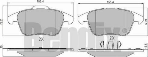 BENDIX 510609 - Тормозные колодки, дисковые, комплект unicars.by