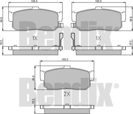 BENDIX 510612 - Тормозные колодки, дисковые, комплект unicars.by