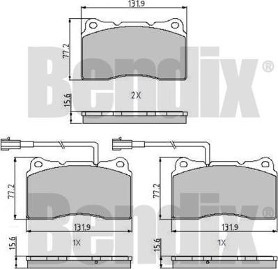 BENDIX 510637 - Тормозные колодки, дисковые, комплект unicars.by