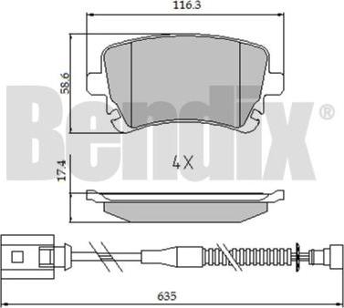 BENDIX 510621 - Тормозные колодки, дисковые, комплект unicars.by