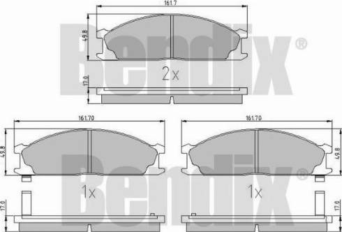 BENDIX 510096 - Тормозные колодки, дисковые, комплект unicars.by