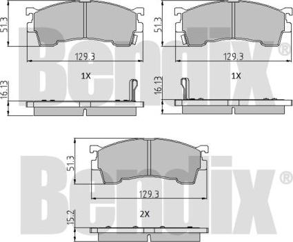 BENDIX 510093 - Тормозные колодки, дисковые, комплект unicars.by