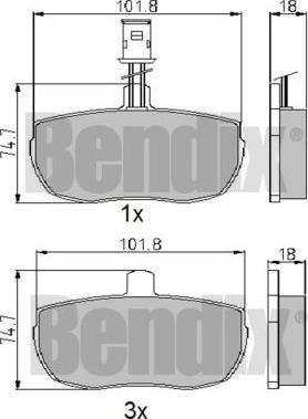 BENDIX 510044 - Тормозные колодки, дисковые, комплект unicars.by