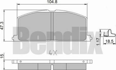 BENDIX 510052 - Тормозные колодки, дисковые, комплект unicars.by