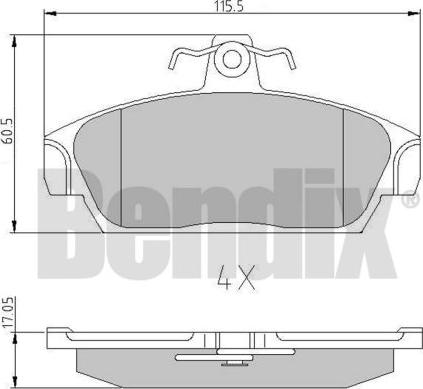 BENDIX 510085 - Тормозные колодки, дисковые, комплект unicars.by