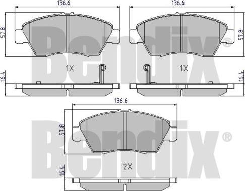 BENDIX 510080 - Тормозные колодки, дисковые, комплект unicars.by