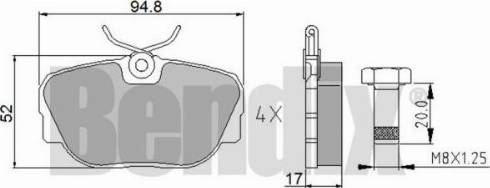 BENDIX 510034 - Тормозные колодки, дисковые, комплект unicars.by