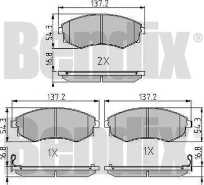 BENDIX 510072 - Тормозные колодки, дисковые, комплект unicars.by