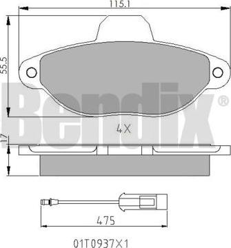 BENDIX 510197 - Тормозные колодки, дисковые, комплект unicars.by