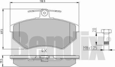 BENDIX 510159 - Тормозные колодки, дисковые, комплект unicars.by