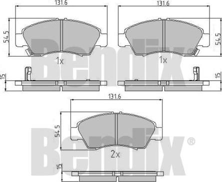 BENDIX 510155 - Тормозные колодки, дисковые, комплект unicars.by