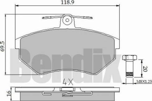 BENDIX 510158 - Тормозные колодки, дисковые, комплект unicars.by