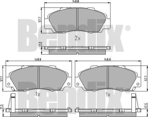 BENDIX 510157 - Тормозные колодки, дисковые, комплект unicars.by