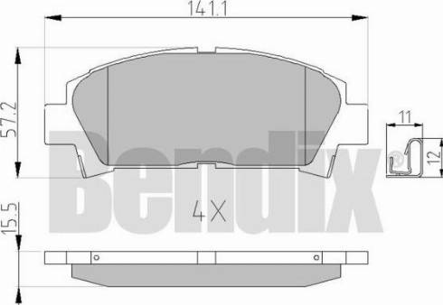 BENDIX 510163 - Тормозные колодки, дисковые, комплект unicars.by