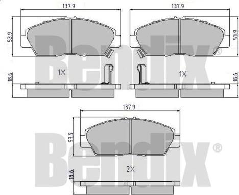 BENDIX 510162 - Тормозные колодки, дисковые, комплект unicars.by