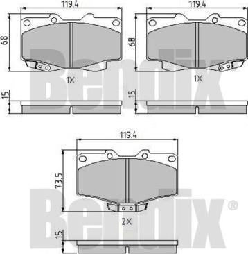 BENDIX 510105 - Тормозные колодки, дисковые, комплект unicars.by