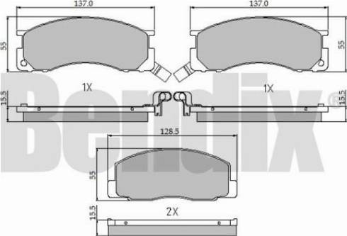 BENDIX 510184 - Тормозные колодки, дисковые, комплект unicars.by