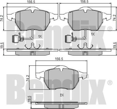 BENDIX 510174 - Тормозные колодки, дисковые, комплект unicars.by