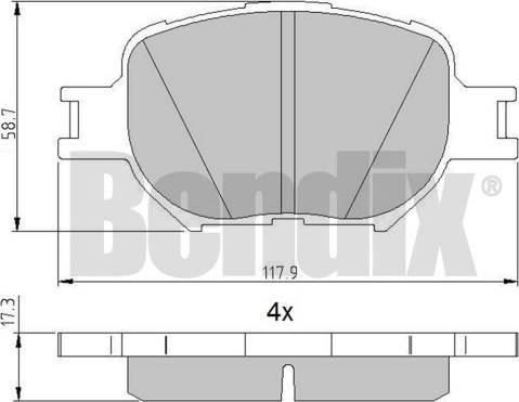 BENDIX 510845 - Тормозные колодки, дисковые, комплект unicars.by